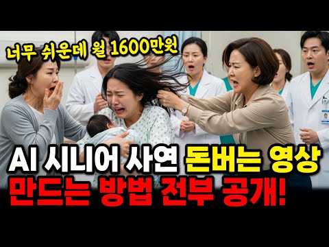 AI 시니어 유튜브로 월 1600만원 돈버는법! 사연 채널 롱폼 대본작성 영상제작