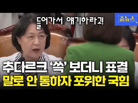 어허 어디서! 추미애 법사위원장 '쓱' 보더니 국힘 향해 레이저 발사 #추미애 #나경원