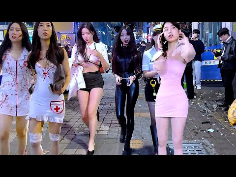 [4K] The Halloween atmosphere on Gangnam street in Seoul is passionate and it's the end of 4 weeks