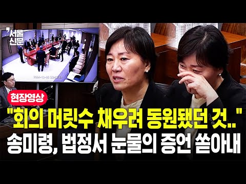"계엄날, 회의가 아니라 통보였다"...송미령 장관, 한덕수 재판서 증언하다 '울컥'