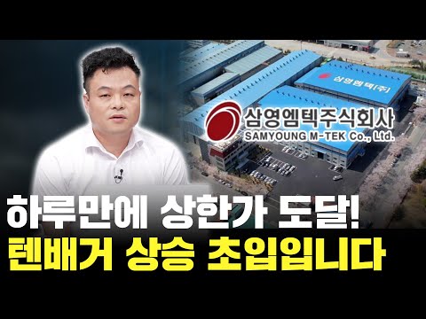 삼영엠텍 하루 만에 상한가 도달! 텐배거 상승 초입입니다