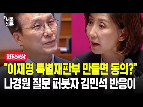 "이재명 특별재판부 만들면 동의?" 나경원 질문 퍼붓자 김민석 반응이