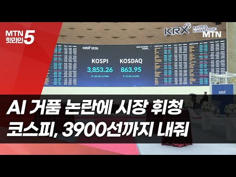 AI 거품 논란에 시장 휘청…코스피, 3900선까지 내줘  / 머니투데이방송 (뉴스)