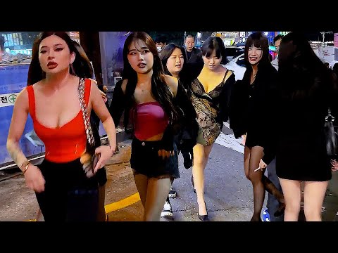 [4K] 새벽 3시경에 서울 홍대 거리는 열정과 에너지가 폭발하네요  # 홍대 #서울 #한국