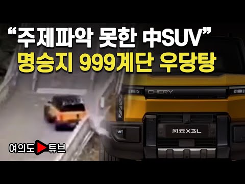 [여의도튜브] "주제파악 못한 中SUV" 명승지 999계단 우당탕 / 머니투데이방송