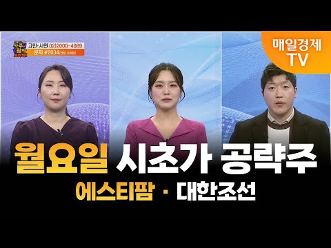 [사주팔자 보러와 2부] 월요일 시초가 공략주 / 에스티팜 · 대한조선/ 곽유정 JW인베스트 대표 / 송률 매일경제TV 주머니 매니저