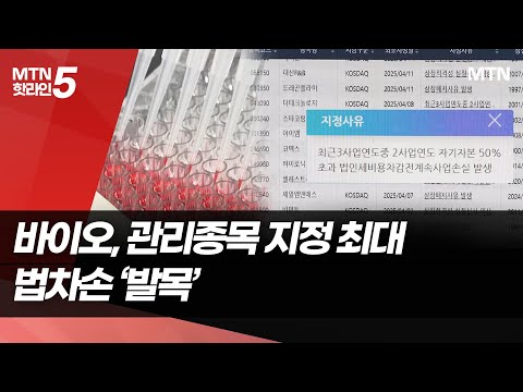 코스닥 상장 바이오, 올해 관리종목 지정 '최다'…법차손 발목 / 머니투데이방송 (뉴스)